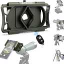 Upgraded Telescope Phone Adapter, Rotatable 360 Binocular Photo Adapter for Android & iPhone,Smartphone Holder Mount for Telescope,Monocular,Binocular,Spotting Scope,Microscope with Bluetooth Shutter (Army Green)