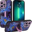 MOWIME Compatible with iPhone 13 Pro Max Case with Finger Strap, Lotus Floral Shockproof Soft TPU Protective Cover for Women Girls, Slim Anti Scratch Case for iPhone 13 Pro Max 6.7 Inch, Purple