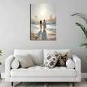 Jesus Canvas Wall Art Jesus Woman Walking on Water Wall decor pictures Religious Coastal Painting Christian poster prints for living room bedroom Home Decoration Ready to hang (16inx24in Canvas)