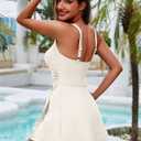 Zilcremo Swim Dress for Women Tummy Control One Piece Swimsuit Wrap Swimdress Square Neck Skirted Bathing Suit Swimwear (White, M)
