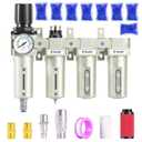 TAILONZ PNEUMATIC 0-240 PSI 1/2 Inch NPT Industrial Grade 4-Stage Air Drying System, Particulate Filter, Dual Desiccant Dryer, 5 Micron & 0.01 Micron Filtration (Auto Drain)