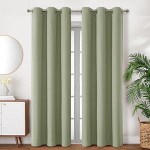 Chyhomenyc Sage Green Blackout Curtains 84 Inch Length 2 Panels Set, Thermal Insulated Grommet Curtains for Bedroom, Energy Saving Heavy Curtains for Living Room, 37Wx84L, 2 Panels, Sage Green