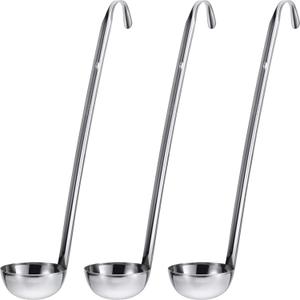 meekoo 3 Pieces Stainless Steel Ladle Soup Handle Ladle with Pouring Rim for Kitchen Cooking Soup Sauce(1 oz)
