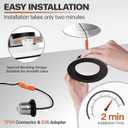 POWERASIA 12 Pack 4 Inch Black LED Can Lights with Night Light, 5CCT Retrofit Recessed Lighting Selectable 2700K-6000K Dimmable, 9W=55W, 630LM Downlight with Metal Smooth Trim - ETL and Energy Star
