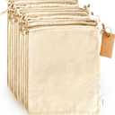 LEAFICO Multipurpose Eco Cloth Bags - Large 10x12 Inch 12 Pcs - Cotton Produce Storage Sacks - Muslin Drawstring Pouches for Vegetables - Bread Bags - Linen Fabric Sachets