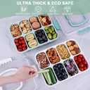 Snackle Box Container, Large 8-Compartment Divided Serving Tray with Lid and Handle, Portable Snack Tray for Travel Party Beach Picnic, Dishwasher Safe, BPA-Free, Wheat Straw