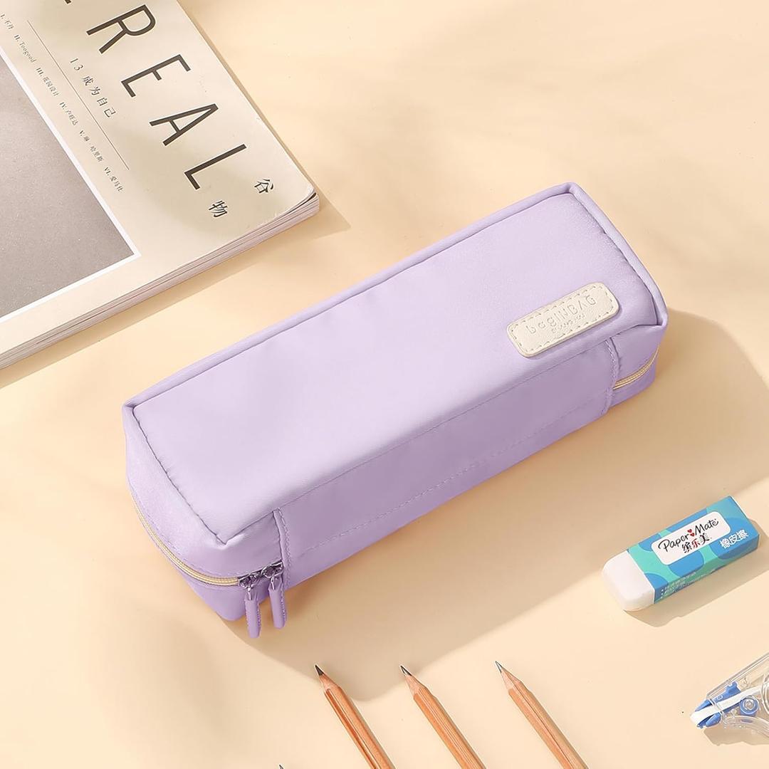 QIANPA Small Pencil Case Organizer with Zipper, Light Pouch Aesthetic, Purple Bag for Men & Women