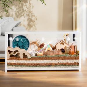 BUCATSTATE Hamster Cage Metal 2.0 - Large Hamster Enclosure Stackable with Top Access Easy Assemble 39.3L*19.7W*20.6H Inches Dwarf Syrian Hamster Tank for Gerbil, Mouse, Rat (774sq inch White)