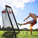 MorningRo Football Kicking Cage Net 7 x 3.2 or 8 x 3 x 4 ft Portable Football Throwing Net Powder Coated Steel Extra Deep Pocket for Punting Kicking Practice Train Equipment