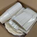 168Pcs Party Plates and Cups and Napkins Sets for 24 Guest Scalloped Paper Plates and Napkins Knives Spoons Forks Cups Disposable Party Set Cutlery for Dinner Baby Shower Wedding Favor(Cream White)