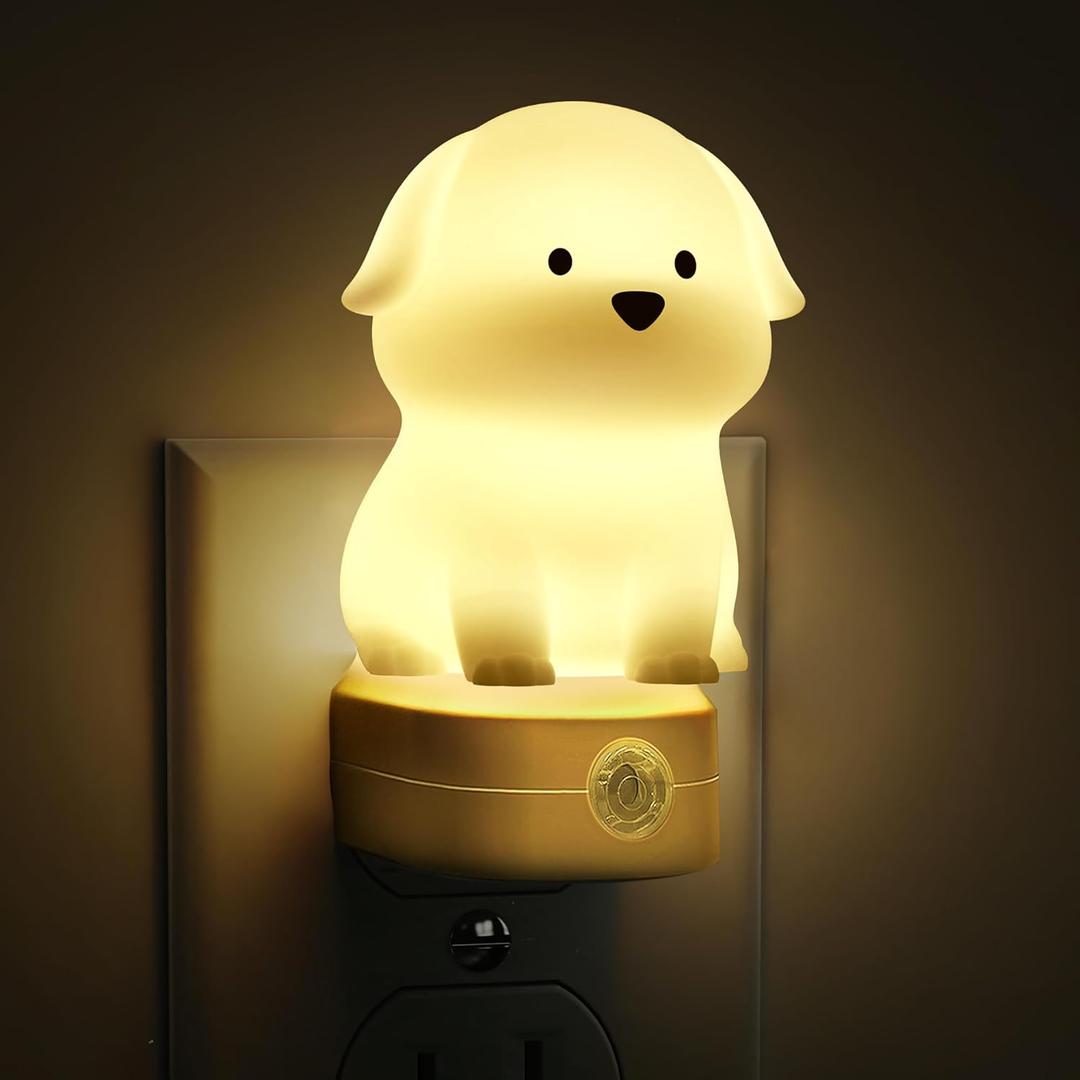 L LOHAS LED Plug in Night Light for Kids, 3D Cute Puppy Night Lights with Dusk to Dawn Sensor, RGB+Soft White 3000K Dog Night Light, Christmas Birthday Gift Nightlight for Kids, Room Decor (1 Pack)