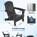 Folding Adirondack Chair Set of 2 with Side Table, HDPE All-Weather with Cup Holder, Chair x2+Table x1