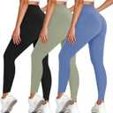 3 Pack Leggings for Women, High Waisted Tummy Control No See-Through Yoga Pants for Workout Running Large - X- Large