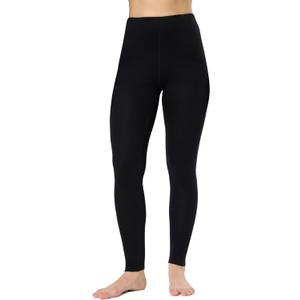 Merino Wool Base Layer Pants Women, 100% Merino Wool Leggings Women, Lite Active Thermal Underwear Bottom (Large, Black-180)