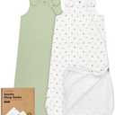 2-Pack Organic Baby Sleep Sacks, 100% Cotton - Soft & Breathable 0.5TOG Baby Wearable Blanket, Toddler Sleeping Sack, S