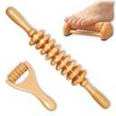Thetsify 3Pcs Wood Therapy Massage Tools, Lymphatic Drainage & Maderoterapia Kit for Body Sculpting, Anti Cellulite, Wooden Muscle Roller for Deep Tissue, Back, Legs, Foot Roller for Plantar Fasciitis