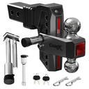 Adjustable Trailer Hitch Fits 2" Receiver 6-Inch Drop/Rise, Black | Aluminum Tow Hitch with Reflector, 14,500 LBS GTW for Heavy Duty Towing, 2" & 2-5/16" Ball Mounts for RV,SUV, ATV and Truck