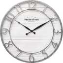 Presentime & Co 21" Farmhouse Series Wall Clock, Shiplap Style, Raised 3D Arabic Numeral, Galvanized Finish. Wall Dcor for Living Room, Dining Room, and Entryway.