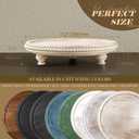 EOSAHR Rustic Round Pine Wooden Display Riser Farmhouse Beaded Wooden Trays For Decor, Plant Stand & Coffee Table Display Risers for Room Decor & Kitchen Organizer (Light-Natural)