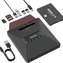 Alxum Laptop External CD DVD Drive - CD/DVD Burning Supports SATA 2.5" Hard Drive 3 USB 2.0 Interfaces and SD Micro SD Compatible with Win2000/XP Linux Mac 10 OS System SATA&CD, SD&CD Mutual Burning