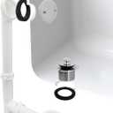 Westbrass Y594244CP White Tubular Twist & Close Bath Waste and Overflow Assembly, Polished Chrome