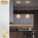 ykolupty Pendant Lights Kitchen Island Crystal Globe Chandelier LED Gold Island Light Crystal Pendant Light for Dining Foyer Entrance