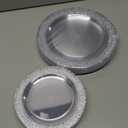 96pcs Silver Plastic Plates - Clear With Silver Rim, 48 Heavy Duty Dinner Plates (10.25 Inch) and 48 Dessert Plates (7.5 Inch) - Perfect for Party