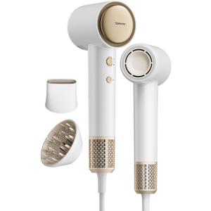 Tideway Hair Dryer, Blow Dryer with Diffuser, Ionic Professional HighSpeed 1500W LowNoise, 110,000 RPM Brushless Motor, Fast Drying, Travel Compact for Women & Men (Gold)