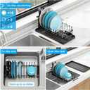 ANTOPY Sink Dish Drying Rack - Expandable Small Dish Rack Over Sinks with Silicone Drying Tray, Dish Drainer for Kitchen Counter with Cutlery Holder, Drying Rack Fit for 14-19 Kitchen Sink