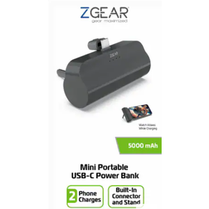 ZGEAR Mini Portable Charger, USB-C Power Bank Build In Stand 5000 mAh