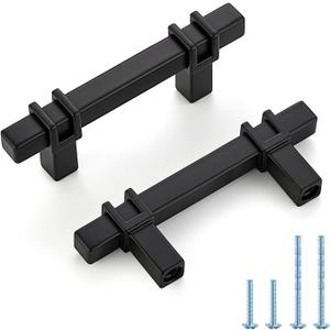 HOME EDIT 2-1/2 inch Black Cabinet Handles, 10 Pack Kitchen Cabinet Handles Matte Black Drawer Pulls Zinc Alloy Square Bar Kitchen Pulls