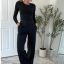 AFITNE Women’s Wide Leg Yoga Pants with Pockets 29”/31” Stretchy High Waist Pull On Wideleg Pants Casual Lounge Trousers, L