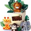 JeVenis Safari Animal Cake Topper Jungle Baby Shower Cake Decoration Safari Animals Decoration Wild One Cake Decoration Two Wild Cake Toppers Giraffe Monkey Cake Topper