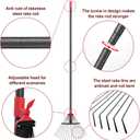 91Inch Adjustable Metal Leaf Rake, 18 Metal Tines Heavy Duty Leaves Rake for Lawns with 8-18" Expandable Head Long Handle Garden Rakes for Women Kids Leaves Yard Gardening Grass Outdoor Camping Debris