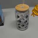 Dog Pet Paws Glass Tumbler Cup with Lid & Straw Iced Coffee Lover Glass 16oz