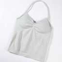 AUROLA Influence Longline Strappy Workout Halter Tops for Women,Removable Cups Padded Bras Impact Gym Yoga Sleeveless Top (Gray, Medium)