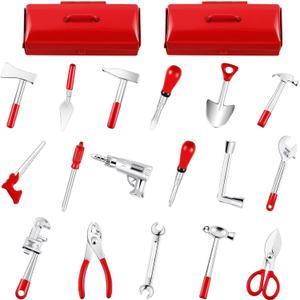 17PCS 1:12 Miniature Doll House Tools Metal Home Repair Tools Set Multifunctional Tiny Tool for Party Dollhouse Decoration Accessories Mini Yard Supplies Creative Pretend Toy