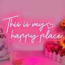 This is My Happy Place Neon Sign Pink LED Neon Sign Aesthetic Room Decor for Teen Girls Neon Light Signs for Bedroom, Salon, College Dorm, Classroom, Wedding Party Decor Gift