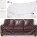 2 Pack Plastic Couch Cover Furniture Cover with Elastic Band, Clear Sofa Cover Protector for Moving and Storage, Waterproof & Dustproof Moving Bags for Couch Slipcover 92W x 42D x 42H Inches