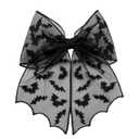 6 x Halloween Bat Bow Hair Clips Black Bat Hair Bows Hair Barrettes Bats Mesh Tulle Hair Pins Halloween Hair Accessories for Women Girls