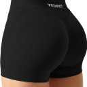 YEOREO Scrunch Butt Workout Shorts Women 3.5" Seamless V Cross Waist Sport Gym Amplify Shorts (Large, Black)