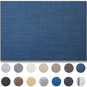 Placemats Set of 8 - Easy Clean Woven Vinyl Placemats for Dining Table, Indoor/Outdoor Place Mats, Washable PVC Table MatsNavy Blue