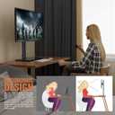 Single Monitor Stand Freestanding 27-43 Inch Monitor Arm Curved Screen Monitor Mount Tempered Glass Base Adjustable Motion Tilt -15 to 10 Swivel 45 Rotation 360 Weight Capacity 77lbs HT05B-003