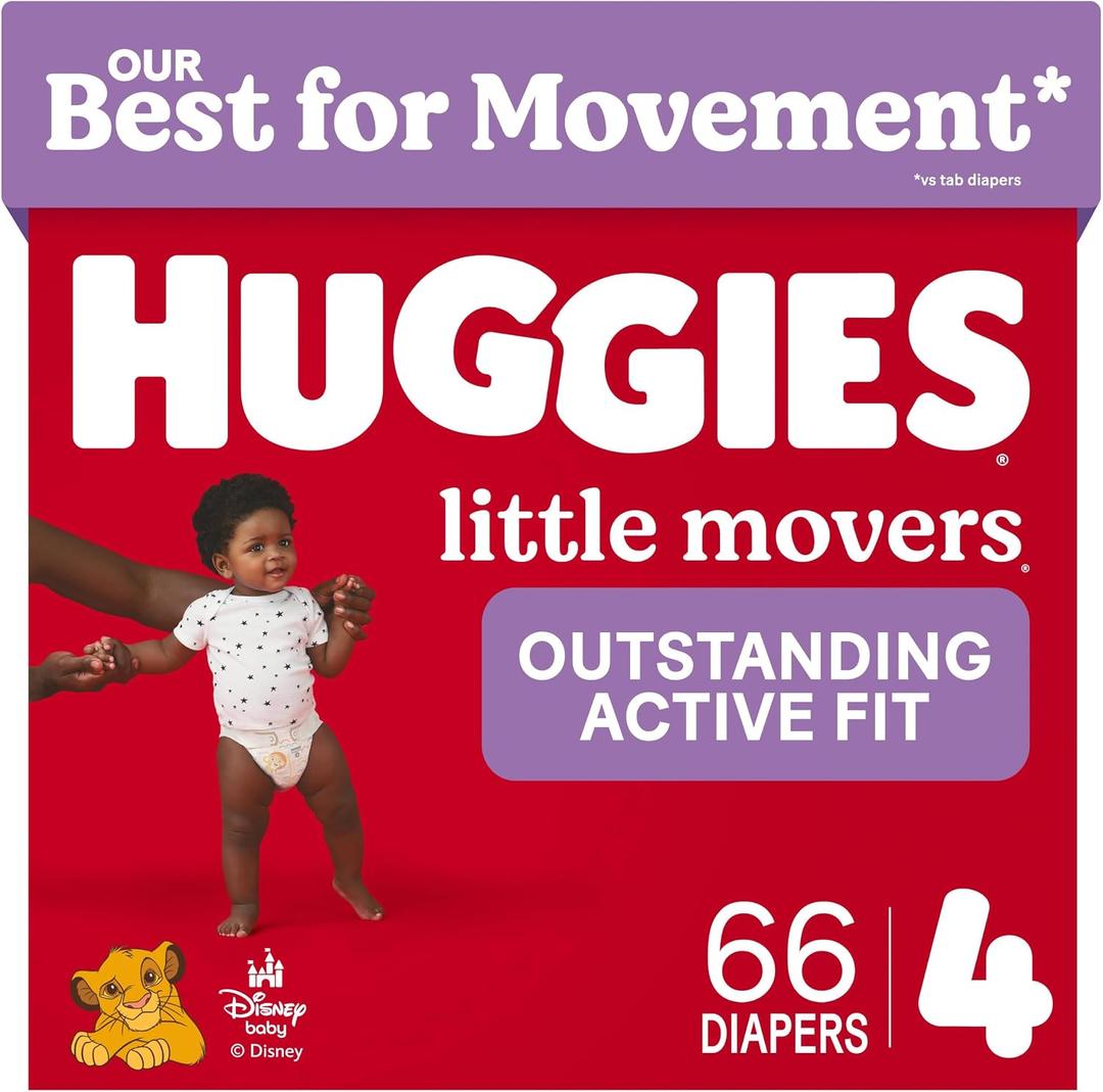 Huggies Little Movers Diapers Size 4, 66 Count