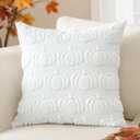 Artscope Fall Pillow Covers 16 x 16 Set of 2 Decorative Autumn Harvest Holiday Pumpkin Throw Pillow Cases Soft Plush Faux Fur Couch Cushion Case for Farmhouse Halloween Sofa Bed Room Home Decor-White