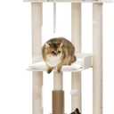 FourFurPets 43.7" Cat Tree, Modern Cat Tree Tower, Cat Tower for Indoor Cats Large Adult, Cat Condo with Scratching Post, Large Perch and Removable Pads, White