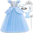 iTVTi Princess Cinderella Costume for Girls Kids Cosplay Dress Carnival Halloween Party Outfit, Size 110