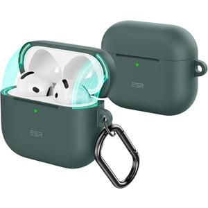 ESR for AirPods 4 Case, Compatible with Apple AirPods 4 Case (2024) (USB-C), Magnetic Lid, Full Drop Protection Cover with Carabiner, Cloud Series, Green