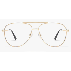 AMOMOMA Trendy Aviator Reading Glasses for Women,Men Blue Light Blocking Computer Readers Retro Metal Frame AM6162