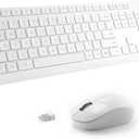 Wireless Keyboard and Mouse Combo for Windows, 2.4G Full-Sized External Cordless Computer Keyboard Mouse Combo for Laptop PC Desktop Chrome Mac, Number Pad 1600 DPI Silent Mouse USB Receiver (White)